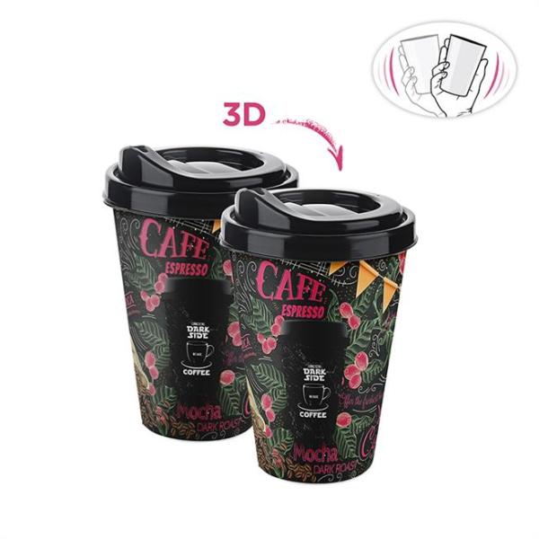 Desenli Plastik Kahve Bardağı﻿ 400Ml