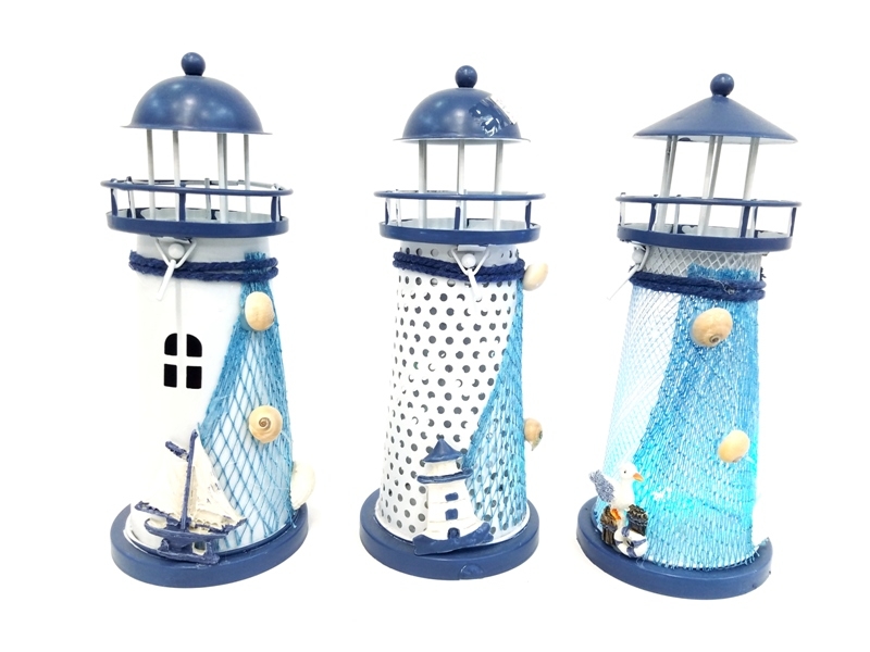 Işıklı Deniz Feneri Mumluk 18 cm