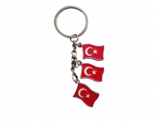 Üçlü Metal Türk Bayraklı Anahtarlık
