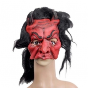 Şeytan Boynuzlu Kırmızı Saçlı Maske