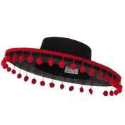 Ponponlu Siyah Renk Çocuk İspanyol Şapkası