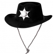 Siyah Kadife Kaplama Çocuk Kovboy Şapkası