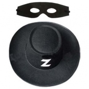 Z Logolu Zorro Şapkası ve Maskesi Yetişkin Boy﻿